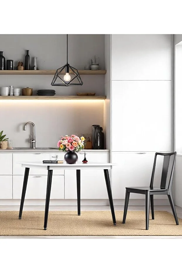 Mutfak Masası / Yemek Masası / Kare Masa/ Flora Bistro 90x90 Cm (BEYAZ)